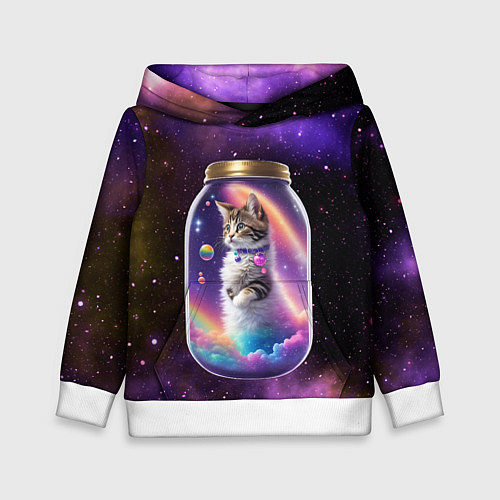 Детская толстовка Котик в звездном небе / 3D-Белый – фото 1