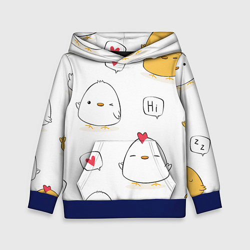 Детская толстовка Привет цыпленок / 3D-Синий – фото 1