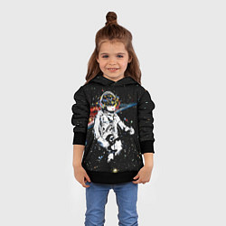 Толстовка-худи детская Космонавт играет рок на гитаре, цвет: 3D-черный — фото 2
