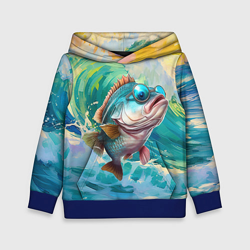 Детская толстовка Карп на волне / 3D-Синий – фото 1
