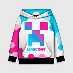 Толстовка-худи детская Minecraft neon gradient style, цвет: 3D-черный