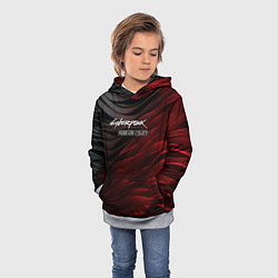 Толстовка-худи детская Cyberpunk 2077 phantom liberty black red, цвет: 3D-меланж — фото 2