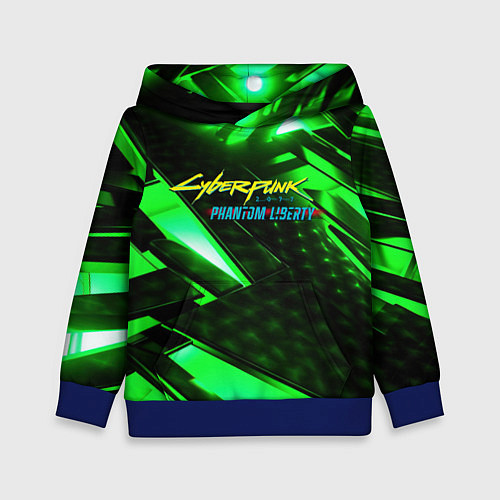 Детская толстовка Cyberpunk 2077 phantom liberty neon green / 3D-Синий – фото 1