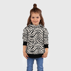 Толстовка-худи детская Полосатая шкура зебры, белого тигра, цвет: 3D-черный — фото 2
