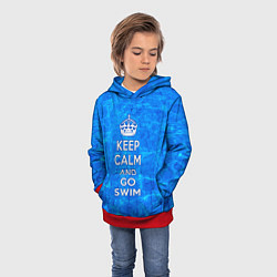 Толстовка-худи детская Будь спокоен и плавай, цвет: 3D-красный — фото 2