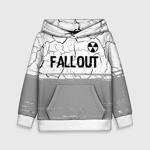 Детская толстовка Fallout glitch на светлом фоне: символ сверху / 3D-Белый – фото 1