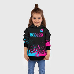 Толстовка-худи детская Roblox - neon gradient: символ сверху, цвет: 3D-черный — фото 2