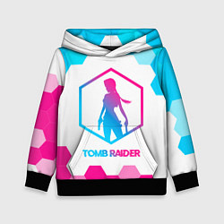 Толстовка-худи детская Tomb Raider neon gradient style, цвет: 3D-черный