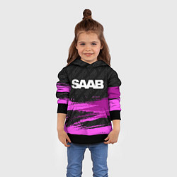 Толстовка-худи детская Saab pro racing: символ сверху, цвет: 3D-черный — фото 2