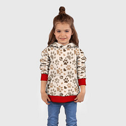 Толстовка-худи детская Следы питомцев, цвет: 3D-красный — фото 2