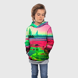 Толстовка-худи детская Кислотный мир, цвет: 3D-меланж — фото 2
