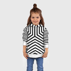 Толстовка-худи детская Черно-белые полосы в узоре, цвет: 3D-белый — фото 2
