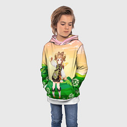 Толстовка-худи детская Яо Яо Геншин, цвет: 3D-белый — фото 2