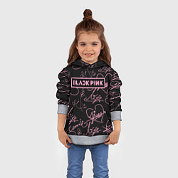 Толстовка-худи детская Блэкпинк - розовые автографы, цвет: 3D-меланж — фото 2