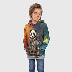 Толстовка-худи детская Панда-космонавт - стимпанк, цвет: 3D-меланж — фото 2