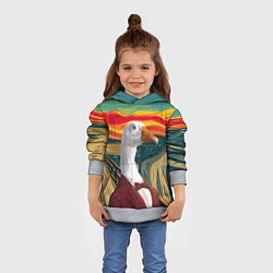 Толстовка-худи детская Утка пародия на картину Крик, цвет: 3D-меланж — фото 2