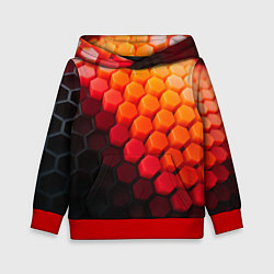 Толстовка-худи детская Hexagon orange, цвет: 3D-красный