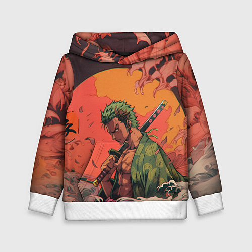 Детская толстовка Зоро на закате - One Piece / 3D-Белый – фото 1