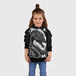 Толстовка-худи детская Черно-белый дракон и волны, цвет: 3D-черный — фото 2