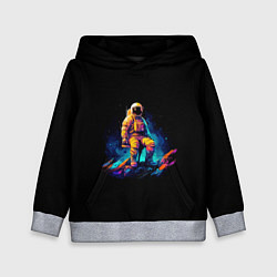Толстовка-худи детская Неоновый космонавт на луне, цвет: 3D-меланж