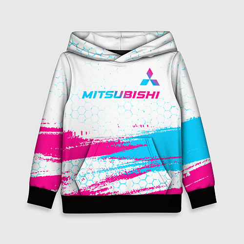 Детская толстовка Mitsubishi neon gradient style: символ сверху / 3D-Черный – фото 1