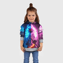 Толстовка-худи детская Девушка кибер демон, цвет: 3D-меланж — фото 2