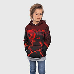 Толстовка-худи детская CS GO red neon texture, цвет: 3D-меланж — фото 2