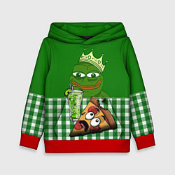 Толстовка-худи детская Pepe King with pizza, цвет: 3D-красный