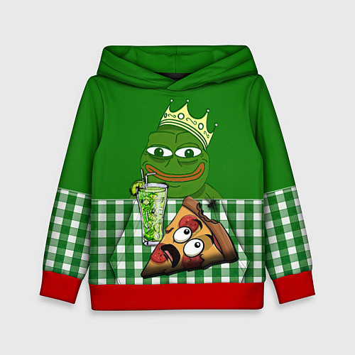 Детская толстовка Pepe King with pizza / 3D-Красный – фото 1