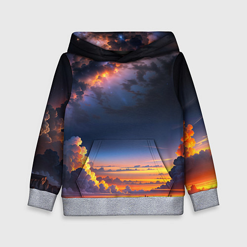 Детская толстовка Млечный путь и облака на закате / 3D-Меланж – фото 1