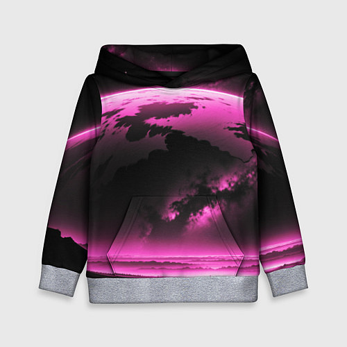 Детская толстовка Сай фай пейзаж в черно розовых тонах / 3D-Меланж – фото 1