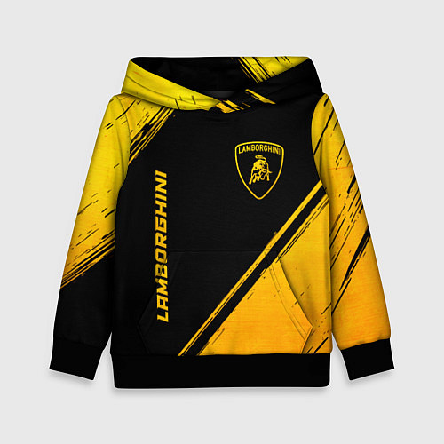Детская толстовка Lamborghini - gold gradient: надпись, символ / 3D-Черный – фото 1