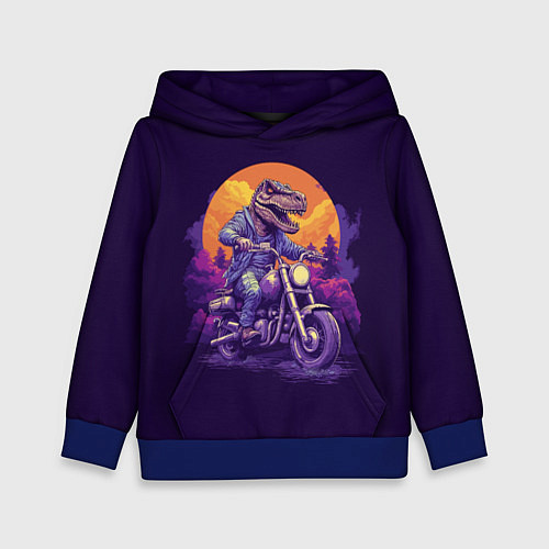 Детская толстовка Динозавр на мотоцикле / 3D-Синий – фото 1