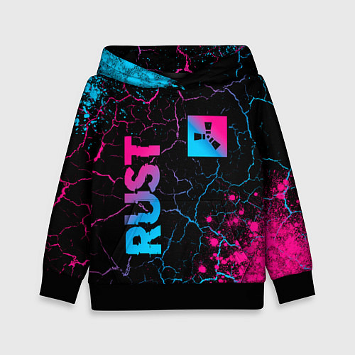 Детская толстовка Rust - neon gradient: надпись, символ / 3D-Черный – фото 1