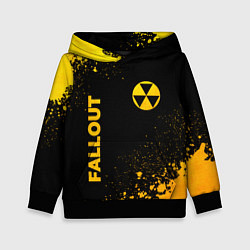 Толстовка-худи детская Fallout - gold gradient: надпись, символ, цвет: 3D-черный