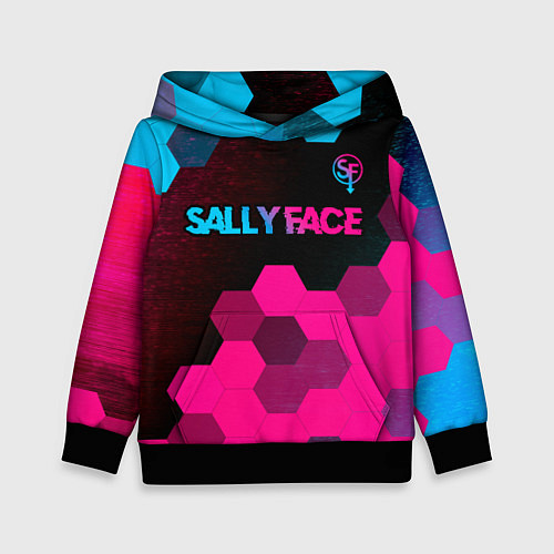 Детская толстовка Sally Face - neon gradient: символ сверху / 3D-Черный – фото 1