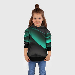 Толстовка-худи детская Абстрактная зеленая текстура, цвет: 3D-черный — фото 2