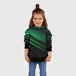 Толстовка-худи детская Черно зеленые полосы, цвет: 3D-черный — фото 2