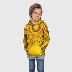Толстовка-худи детская Желтая объемная текстура, цвет: 3D-меланж — фото 2