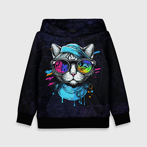 Детская толстовка Cat color / 3D-Черный – фото 1