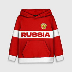 Толстовка-худи детская Russia - красно-белый, цвет: 3D-белый
