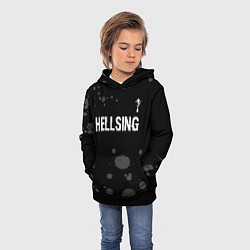 Толстовка-худи детская Hellsing glitch на темном фоне: символ сверху, цвет: 3D-черный — фото 2