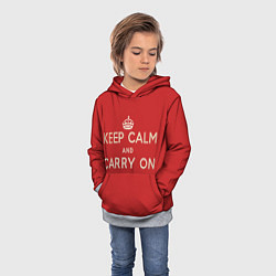 Толстовка-худи детская Keep Calm and Carry On, цвет: 3D-меланж — фото 2