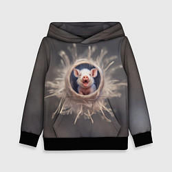Толстовка-худи детская Мордочка забавного поросёнка, цвет: 3D-черный