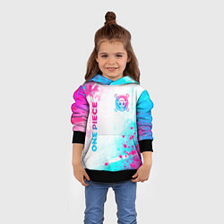 Толстовка-худи детская One Piece neon gradient style: надпись, символ, цвет: 3D-черный — фото 2