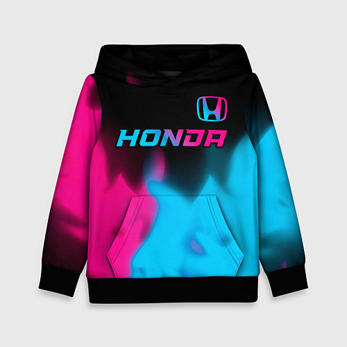 Детская толстовка Honda - neon gradient: символ сверху / 3D-Черный – фото 1