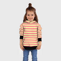 Толстовка-худи детская Нежный жёлто-розовый полосатый, цвет: 3D-черный — фото 2