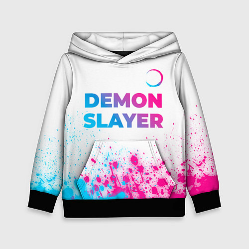 Детская толстовка Demon Slayer neon gradient style: символ сверху / 3D-Черный – фото 1