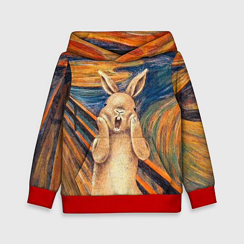 Детская толстовка Картина Крик - кролик / 3D-Красный – фото 1