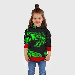 Толстовка-худи детская Зеленый светящийся дым, цвет: 3D-красный — фото 2